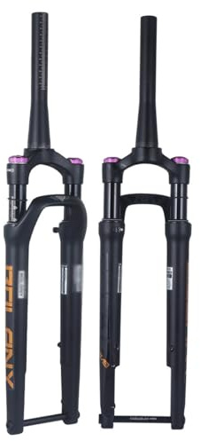 700C Landsvägscykel Framgaffel 60mm Slaglängd XC Skivbroms Luftfjädrad Gaffel 1-1/2'' Konisk Manuell Låsning 12 * 100mm Genomgående Axel Cykelgaffel(Orange)