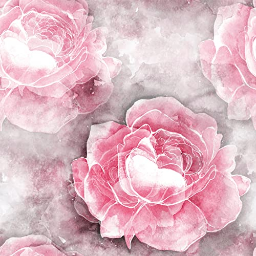ReWallpaper Klebefolie Blumen Selbstklebende Tapete Blumen Rosa Blumentapete Vintage Tapete Badezimmer Wasserfest Pfingstrosen Klebe Tapete für Schlafzimmer Wand Tapete Muster Möbel Folie 44.5CM×3M