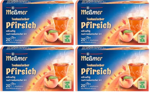 Meßmer Ländertee I Toskanischer Pfirsich I 20 Teebeutel I Glutenfrei I Laktosefrei I Vegan (Packung mit 4)