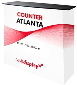 CASHDISPLAY - Mostrador de Recepción Publicitario Portátil 960x925x400 mm | Stand Promocional con Estante Interior de Madera y Bolsa de Transporte | Mostrador Publicitario para Ferias y Eventos