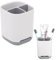 LAWALEISHE Toothbrush Holder,3 Slots Toothbrush Organizer with Drainage Holes,Grey Multifunctional Plastic Toothbrush Cup Storage Stand, Makeup Brush Razor Toothbrush Caddy Holder for Bathroom Kitchen