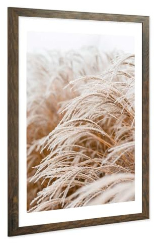 PHOTOLINI Bilderrahmen A2 Holz MDF Eiche dunkel, breiter A2 Bilderrahmen 42x59,4 zum Aufhängen, Rahmen 42x60 mit bruchsicherem Acrylglas & Zubehör - Poster Frame für Ihre stilvolle Wanddekoration