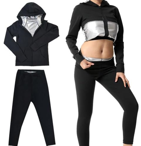 Sauna Suit for Women,Sweat Suit Women,Sweat Jacket Gym Workout Vest Sweat Suits,Sweat Workout Suit for Women Washable