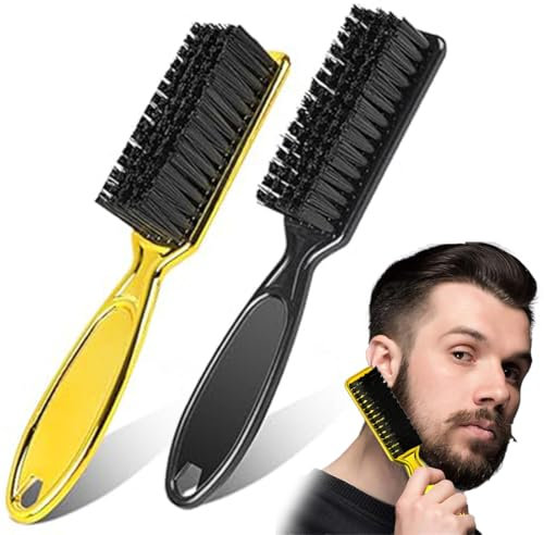 Lot de 2 brosses de nettoyage, brosse de nettoyage des lames, brosse en nylon, brosse à ongles, tondeuse, brosse de nettoyage pour la coiffure, outil pour tondeuse à cheveux (Noir et or)