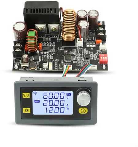 GLOBALHUT Fuente de alimentación regulada CNC DC 0 60V 20A 1200W Voltaje ajustable para carga solar y proyectos de bricolaje