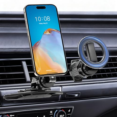 EEEKit Handyhalterung Auto CD Schlitz & Lüftung, 3-in-1 Magnetische Auto Handyhalterung mit 20 starken Magneten, 360° Drehbar, kompatibel mit MagSafe Hüllen & Allen Smartphones