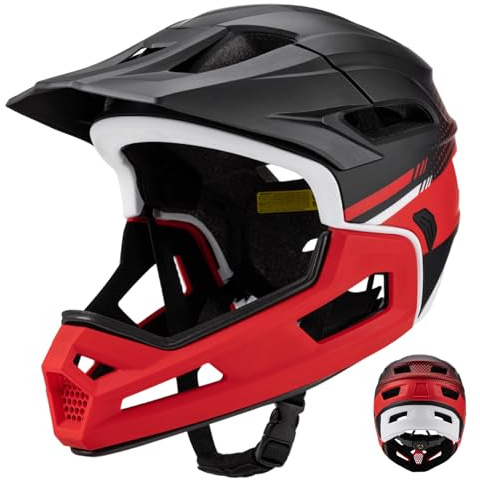 Casco da Mountain Bike Caschi da Bici per Adulti Mountain Bike Integrale con Mentoniera Staccabile - Leggero Regolabile Ventilato per Uomo Donna