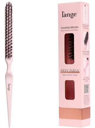 L'ANGE HAIR Detangling Teasing Brush with Nylon & Boar Bristles | Precise Sectioning | Adds Volume & Root Lift | Tames Flyaways & Frizz | Indented Grip | All Hair Types (Blush)