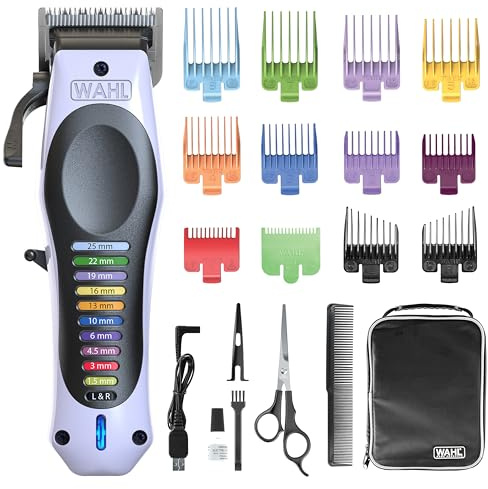 Wahl Colour Pro Cordless Li Hair Clipper – Colour‑Coded Comb System, Professional Precision Blades, 120‑Minute Cordless Runtime, Adjustable Taper Lever, Home Haircut Kit for Family Grooming