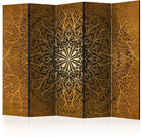 murando Raumteiler Mandala Ornament Oriental Foto Paravent 225x172 cm beidseitig auf Vlies-Leinwand Bedruckt Trennwand Spanische Wand Sichtschutz Raumtrenner braun beige f-A-0491-z-c