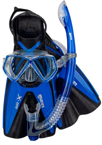 Mares Aquazone Set X-One Pirate, Set bestehend aus Maske, Schnorchel und Flossen für Kinder/Jugendliche, Unisex, Blau, S