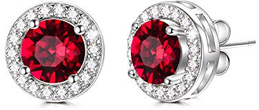 Hypoallergeniska sterling silver simulerade diamantörhängen med månadssten kristaller, vitguldpläterade 10 mm kubisk zirkonia månadssten stiftörhängen för kvinnor flickor, Crystal, Kristall