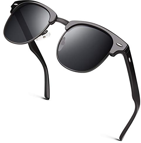 GQUEEN Retro Semi Rimless Polarized Sunglasses Men Womens UV400 Shades GQO6