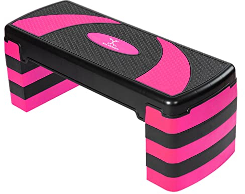 MAXSTRENGTH Aerobic Stepper 5-fach höhenverstellbar (10–30cm) – Rutschfestes Step Board für Fitness, Heimtraining & Gym – Step Plattform
