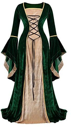 Josamogre Renaissance Femmes Robes Médiévale Velours Manches Longues Parti Déguisements Costume Halloween De Mariée Gothique
