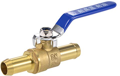 sourcing map Ball Valve Shut-Off Valve, 16mm Hose Barb to 16mm Hose Barb, Hose Pipe Tube Fittings, 90 Degree Operation Handle, Brass Valve, Pack of 1