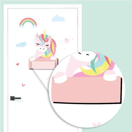 Stellasticker - Adesivo porta cameretta personalizzato con nome – decorazione da porta per bambini – facile da applicare e si rimuovere senza residui – ideale per maschietti e femminucce (unicorno)