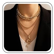 Sttiafay Punk Multilayer Chunky Chain Halskette Übertriebene Persönlichkeit Dicke Kette Halskette Choker Gold Schlange Anhänger Halskette Hip Hop Schmuck Teenager Mädchen und Frauen