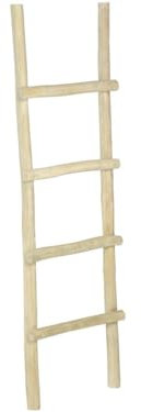 Vente-unique - Porte-Serviettes échelle en Teck Massif avec 4 barreaux - Coloris Naturel - FODNA