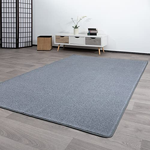 Steffensmeier Kurzflor Teppich Genua | Wohnzimmerteppich | Modern | Strapazierfähig | Grau, Größe: 60x120 cm