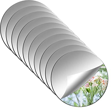 YXYAOLEE 10 Azulejos de Espejo acrílico autoadhesivos, Redondos, Espejos de Azulejos de Espejo, Pegatinas para Dormitorio, salón, baño, decoración, 10 cm x 2 mm