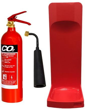 2kg Co2 Fire Extinguisher Economy with Single Red Fire Extinguisher Stand - FireShield
