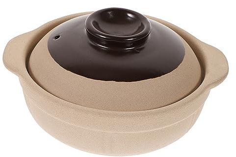 Mikinona Pottery Clay Casserole Pot 750ml Heat-resistant Household Cooking Pottery Clay Stew Pot Lid Suitable for Gas Cooking and Slow Simmering