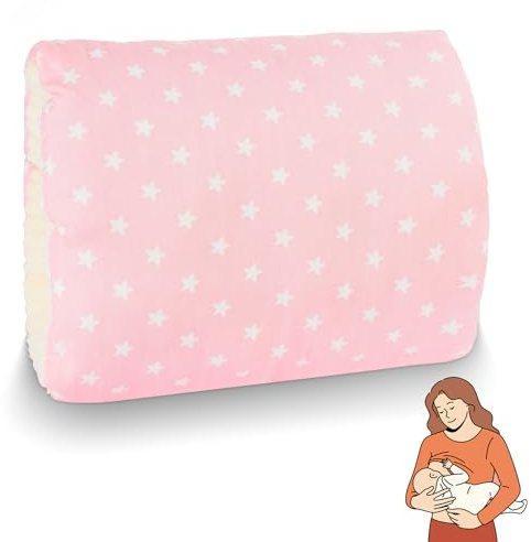 Aolso Arm Stillkissen, Arm Nursing Pillow und Ministillkissen klein Breastfeeding für unterwegs, Gemütliches Wiegen-Armkissen, Baby-Still-Kopfstützkissen, Stillmuff Reisestillkissen (Rosa-Sterne)