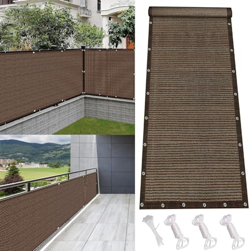 Frangivisto Balcono Schermi 115 x 440 cm Privacy Balcone in HDPE Telo Copri Ringhiera da Esterno con Fascetta per Recinzione, Giardino, Marrone