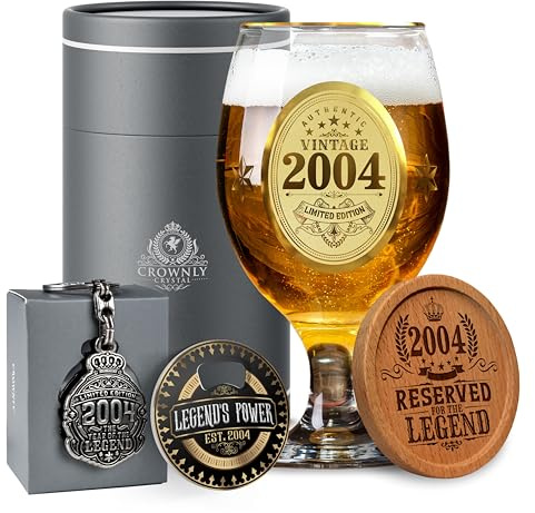 CROWNLY CRYSTAL® 2004 Regalos Originales Para Hombre 21 Regalos 21 Cumpleaños Copas De Cerveza Regalos Personalizados Decoracion De Cumpleaños Regalos Originales Para 21 Años Regalos Para Hombre