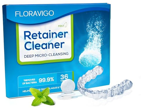 FloraVigo Retainer Cleaning Tablets - 36 Tablets - Denture Cleaning Tablets, Eliminate Odors, Stains - Denture Cleaning Tablets - Strong Denture Cleaning Tablets