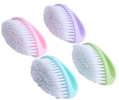 Healeved 4pcs Laundry Brush Multifunctional Cleaning Brush Non-slip Handle and Soft Plastic Bristles for Bathroom and Laundry Scrubbing