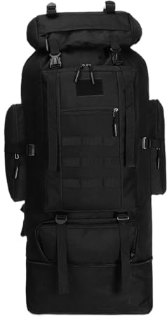 Ceprznvey Trekkingrucksack, Wandertasche, Reiserucksack, 100 l, groß, erweiterbar, wasserdicht, für Damen und Herren, Outdoor-Aktivitäten, 40 x 30 x 80 cm, 600D Oxford-Gewebe, Schwarz , Refer to