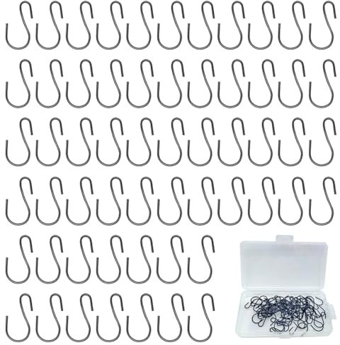 klahh 60Pcs Mini S Hook for Hanging Small S Shaped Hooks Black Metal Hooks for Home Kitchen Bathroom and Workshop