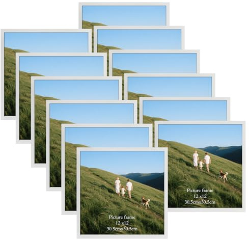 Giftgarden 12er Set Weiß Bilderrahmen 30x30 cm - Quadratische Fotorahmen | Rahmen aus PVC, Wanddekoration für Wohnzimmer, Schlafzimmer, Büro