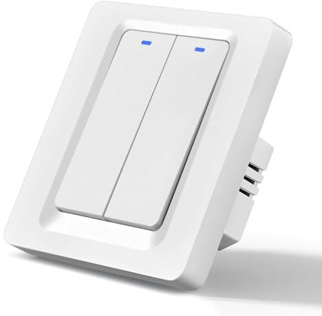 Smart Lichtschalter Alexa, Wlan Lichtschalter, Neutralleiter Erforderlich, Smart Schalter Kompatibel mit Alexa/Google Home/Tuya/Smart Life App, Aufputz Schalter Alexa (2 Fach 1 Weg)