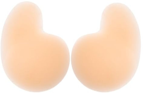 mhinese Silicone Sticky Bra for Women - Reusable Adhesive Push Up Bra, Invisible Strapless Backless Bra for Large Breasts (C/D Cup), Comfortable & Waterproof Boobie Tape for Sports, Wedding Beige