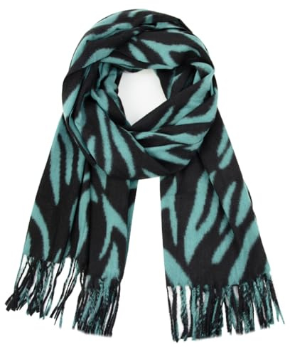 Glamexx24 Damen XXL Schal Kuscheliger warmer Leoparden Muster 3 farbiger Fransen Poncho Schal Oversized Deckenschal