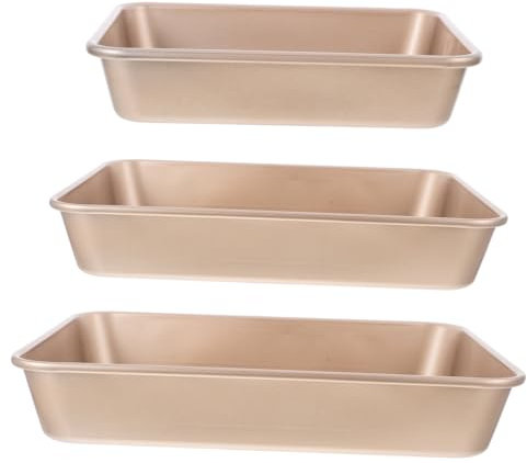 GLEAVI 3 Piezas Bandejas Para Hornear Moldes Rectangulares Antiadherentes Para Hornear Pasteles Para Brownies Lasaña Pan Uso Horno