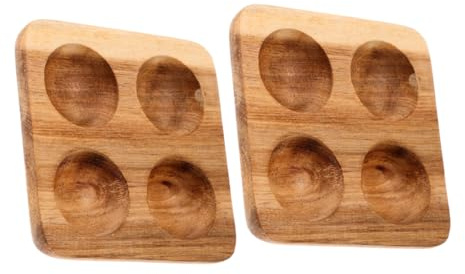 NUOBESTY 2pezzi Vassoio per Uova in Legno di Acacia per Conservazione Uova Organizzatore da Cucina per Frigorifero o Piano di Lavoro Design Rustico