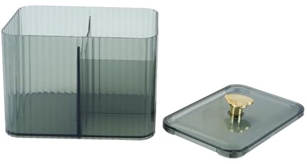 Hoite Fashion Clear Dispenser, Apothecary Box for Dressing Table, Bathroom, Bedroom, Makeup Organiser Storage for Cotton Swab, Floss, Cosmetic (Green)