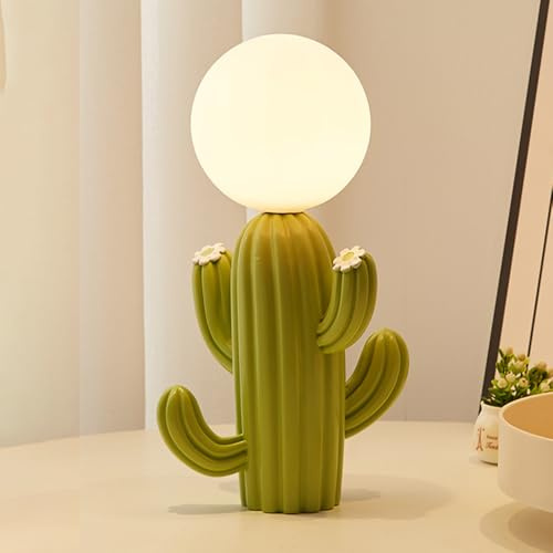 Lampada da tavolo a forma di cactus moderna lampada latte bianca in vetro globo leggero grazioso comodino da comodino scrivania scrivania per soggiorno per bambini in camera bambini angolo della