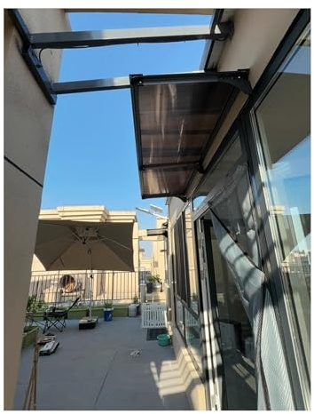 Auvent de Porte Marquise en Polycarbonate,auvent de Porte d'entrée Bord en Aluminium résistante,Toit abri Contre la Pluie, la Neige et UV,Style à Face Droite(120x350cm/47x138in)