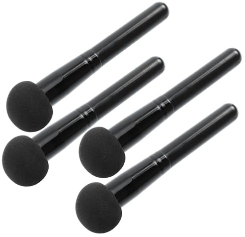 LOLIPPYY Mushroom Head Makeup Puff 4pcs Black Portable Face Powder Puff Brush Dry and Wet Dual-use Cosmetic Accessories for Foundation Application