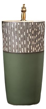 Freistehend Badezimmer Keramik Standwaschbecken mit Wasserhahn und Ablaufgarnitur Outdoor Patio Integriertes Waschbecken modern