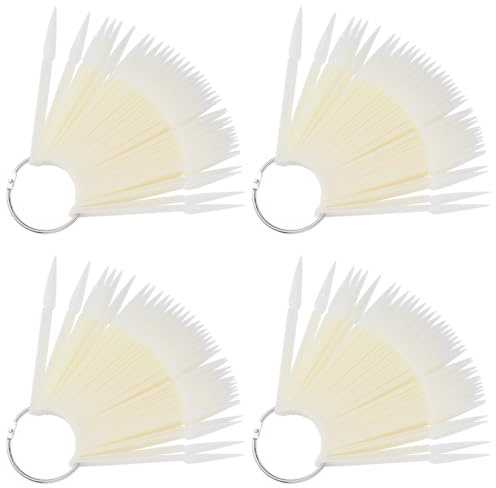 FRCOLOR Bâtonnets pour Faux Ongles en Plastique Solide, 160 Pièces, Nuancier à Pointe Naturelle 4 Ensembles de 40 Pièces, Présentoir pour Nail Art Salon et Pratique Manucure Pédicure