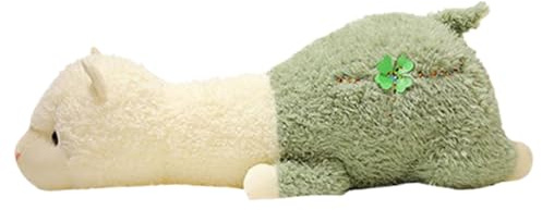 JORCEDI Alpaka Kuscheltier, Liegend Alpaka Plüschtier, Langes Lama Stofftier, Weiches Kissen Plüsch Alpaka Spielzeug Zum Kuscheln Sammeln Spielen, Schaf Puppe Geschenk Für Mädchen Jungen (100cm,Grün)