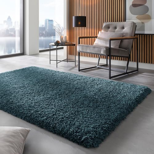 Taracarpet Shaggy Hochflor Langflor Teppich Twilight Luxus Qualität aus Belgien geeignet fürs Wohnzimmer Schlafzimmer und Kinderzimmer 5544 Petrol 160x230 cm
