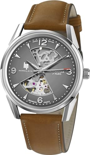 Lip Homme Analogique Automatique Montre avec Bracelet en Cuir 671572, Gris, Sangle, Gris, Sangle