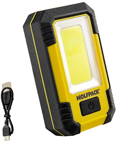 WOLFPACK LINEA PROFESIONAL - Linterna LED Profesional Compacta Engomada Bateria Recargable 500 Lumenes Con Función Powerbank, Iman, Soporte y Gancho